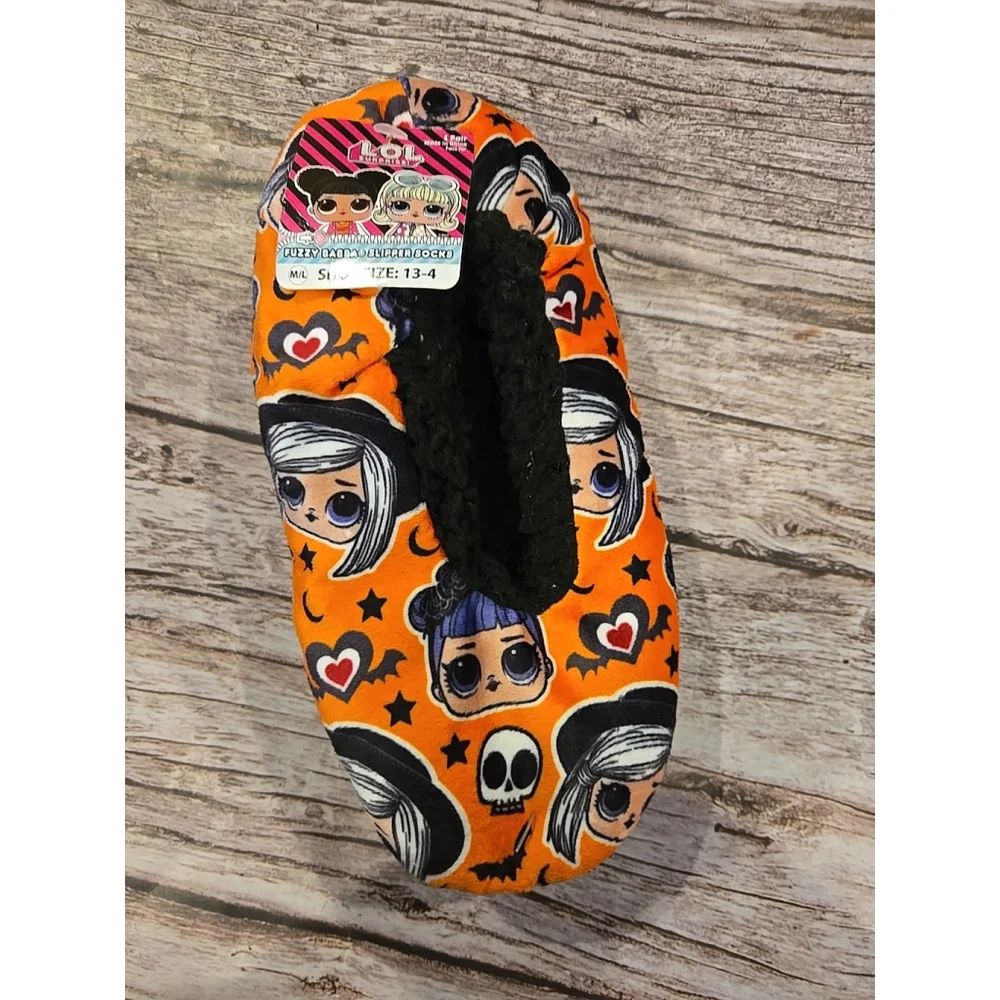 LOL Surprise Fuzzy Babba Halloween Slipper Socks with Grippers NWT Sz 13-4 (24)